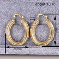 Triple Band Hoop Earrings in Gold-Tone Metal Jewelry view 4