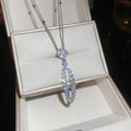 Open Oval Crystal Necklace and Drop Earrings in Silver Tone view 7