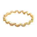Gold Tone Wavy Clear Stone Slim Band Ring For Women view 4