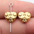 Textured Heart Beads in Three Antique Metal Finishes view 3