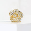 Crystal Rose Flower Brooch In Gold And Silver Tone view 2