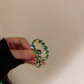 Crystal Hoop Earrings in Five White and Green Designs view 8