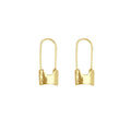 Gold and Silver Safety Pin Lock Long Hook Earrings view 5