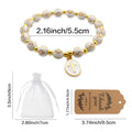 White Cross Bead Bracelet With Gold-Tone Oval Cross Charm view 4