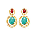 Red Blue Oval Resin Cameo Statement Drop Earrings For Women view 5