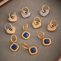 Crystal Heart and Blue Kyanite Drop Hoop Earrings in Four Styles view 1