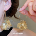 Layered Wire Flower Hook Earrings in Silver and Gold Tone view 3