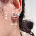White Gold Dual Marquise Leaf Clear Stone Stud Earrings view 4