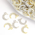 Crystal-Accented Gold Silver Moon Alloy Charms in 2 Styles view 1