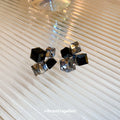Black and Gray Geometric Crystal Cluster Stud Earrings view 2