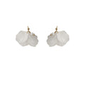 Gold Tone Translucent White Petal Cluster Drop Stud Earrings view 5