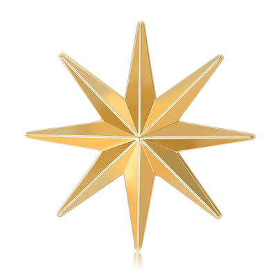Polished Eight Point Star Brooch in Gold and Silver Tones grouped product view