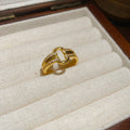 Gold Open Ring Red Maple Leaf And Oval Band 2 Styles view 2