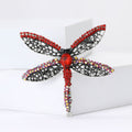 Rhinestone Dragonfly Brooch Openwork Wings Red or Blue view 4