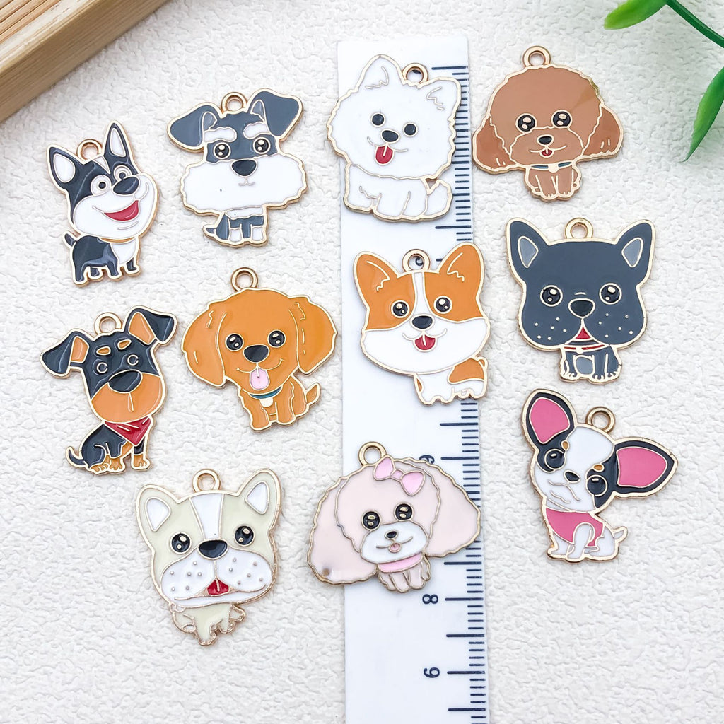 Enamel Zinc Alloy Dog Paw Print Pet Charm Pendants for DIY Keychain Necklace Jewelry