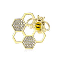 Honeycomb Bee Brooch Black or Yellow Bee Gold Frame view 5