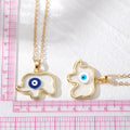 Gold Tone Elephant Evil Eye Pendant Necklace 7 Colors view 5
