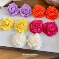 Large Rose Flower Stud Earrings in Four Colors Decorative Jewelry view 3