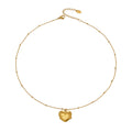 Hug Heart Pendant Necklace Beaded Cable Chain Gold Steel Finish view 5