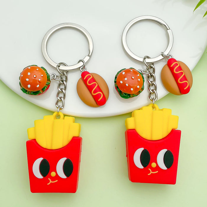 Food Charm Keychains Featuring Burger Across 5 Pictured Variations