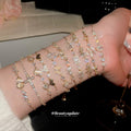 Gold Adjustable Crystal Cat Eye Cross Flower Bracelets view 1