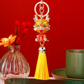 Jeweled Auspicious Dragon Tassel Keychains in Six Bright Colors view 2