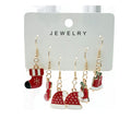 Enamel Christmas Stocking Santa Hat Bell Dangle Earrings Set of 3 Pairs view 5