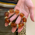 Marbled Acrylic Gold Spacer Stretch Bracelet 6 Colors view 3