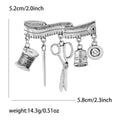 Vintage Tailor Tools Brooch Measuring Tape Gold Silver view 7
