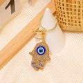 Rhinestone Hamsa Hand Evil Eye Keychain Color Strap Options view 7