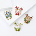 Antlered Owl Brooch in Four Enamel Colorways Clothing Pin view 2