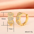 Gold and White Gold Triple Heart Crystal Huggie Hoop Earrings view 5