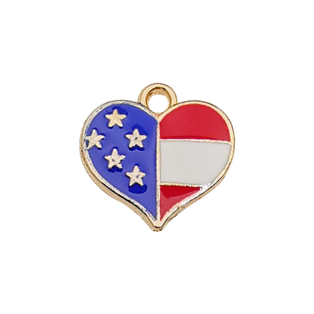 Enamel Zinc Alloy American Flag Star Cross Charm Pendant for DIY Independence Day Earrings