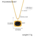 Gold Steel Black Agate Pendant Necklace Seed Bead Chain Stud Earrings view 7