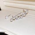 Pearl Crystal Ear Cuff Climber and Stud Earring Set 2 Tones view 6