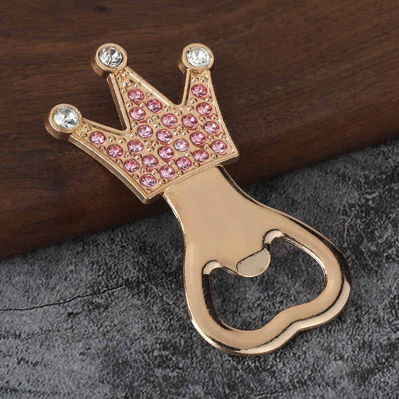 Colorful Crown Rhinestone Bottle Opener Keychain for Beer Gifts