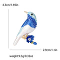 Enamel Bird on Flower Branch Brooch in Blue or Purple view 6