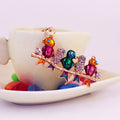 Colorful Five Bird Rhinestone Keychain With Split Ring view 2