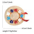 Woven Look Floral Sun Hat Brooch with Ribbon in Two Colorways view 6