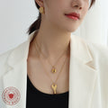 Heart Padlock Key Pendant Necklace Set Fine Cable Chain view 3