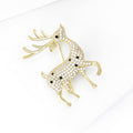 Crystal Reindeer Brooch in Gold Tone with Black Spots view 3