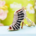 Jeweled Striped High Heel Keychain with Purple Enamel Panels view 4
