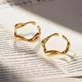 Stainless Steel Wave Open Adjustable Ring Gold Or Steel view 4
