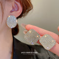 Crystal Pave Geometric Stud Earrings in Two Shapes view 1