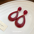Glossy Burgundy Open Teardrop Statement Drop Earrings view 4