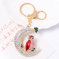 Rhinestone Crescent Moon Owl Keychain Gold Tone 3 Colors view 6