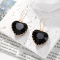 Heart Faceted Glass Dangle Earrings Serrated Bezel 8 Colors view 11