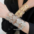 Metal Flower Open Cuff Bangles Gold Silver Style Mix view 4