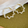 Colorful Beaded Hoop Earrings in Nine Geometric and Pearl Styles view 11