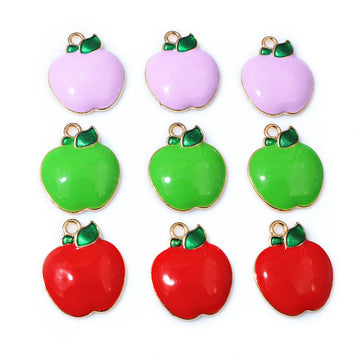 Colorful Apple Enamel Charms in Purple Green and Red